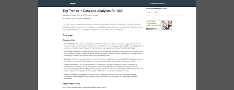 Article Gartner: Top Trends in Data and Analytics for 2021 Image