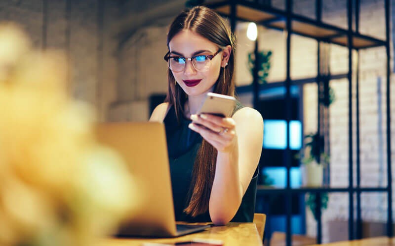 Woman working on laptop