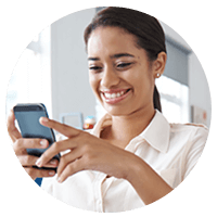 Woman smiling on phone