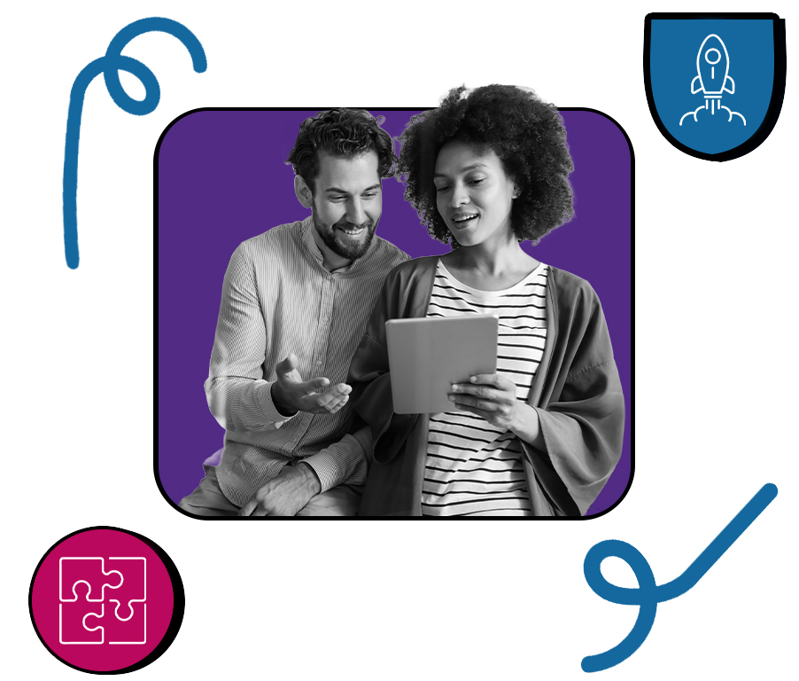 Two colleagues collaborating with a tablet
