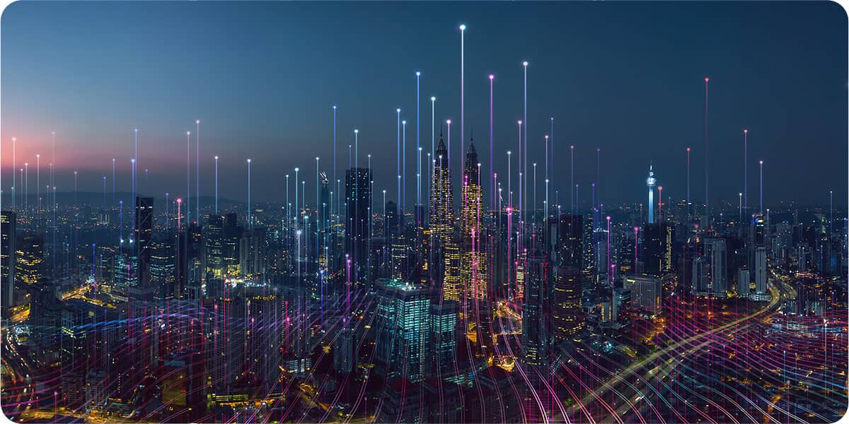 Modern tech city graphic
