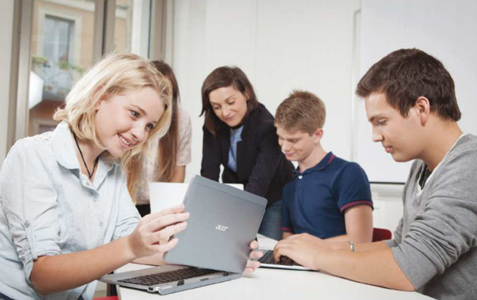 Students using Acer devices during class