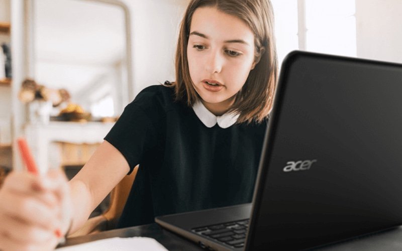 Girl using laptop