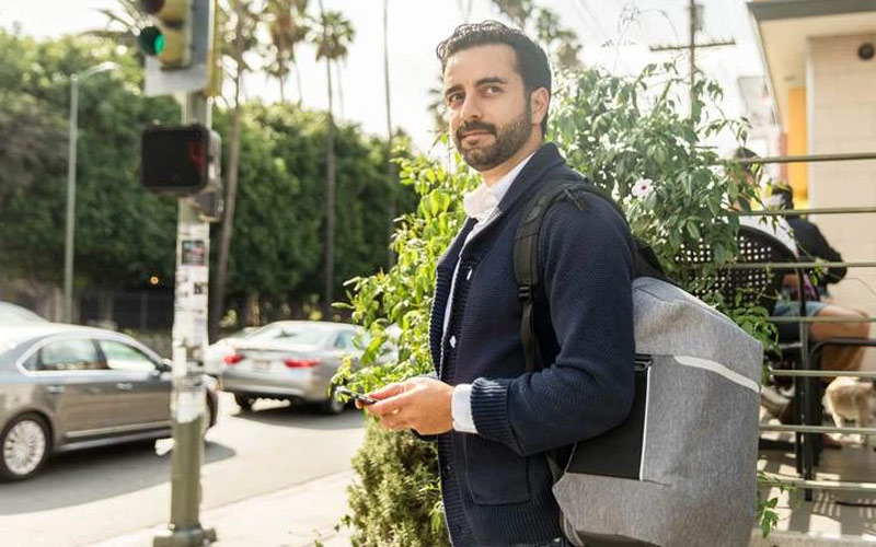 Professional on his commute to work