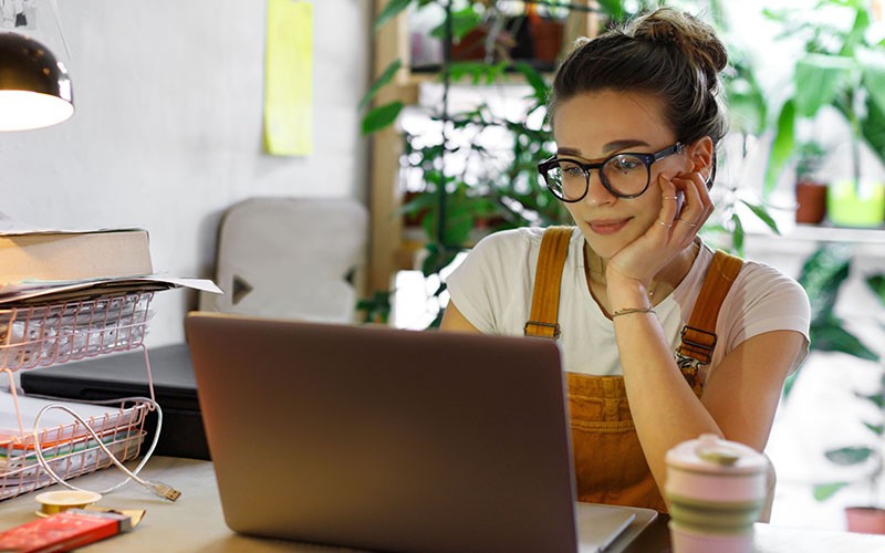 Woman working at laptop