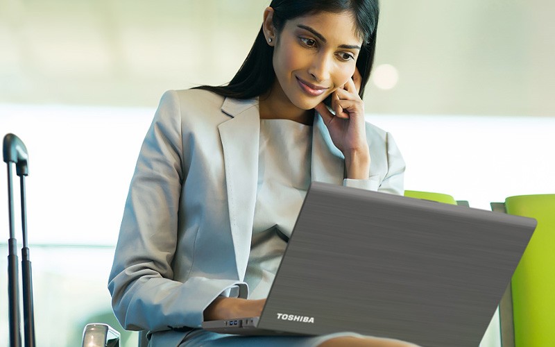 Dynabook devices for every worker Woman working on a Dynabook device