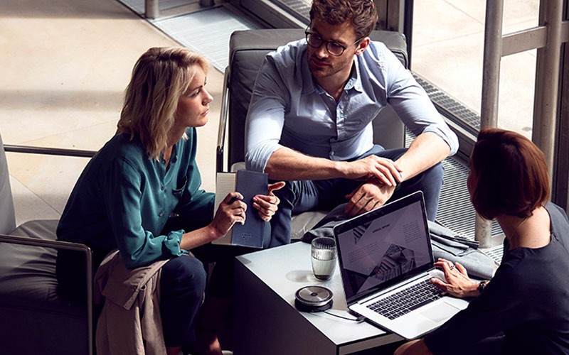Plug-and-play conferencing anywhere Expand 20 in use by a small group