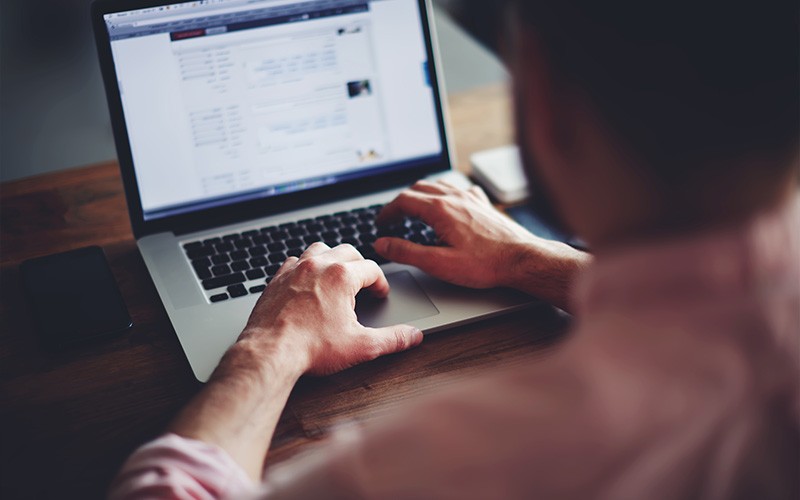 Man working on a laptop