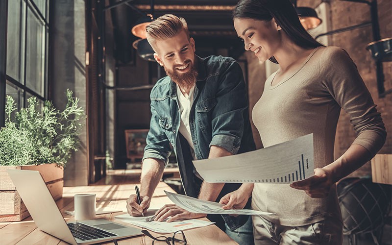 Two people working together in a small business