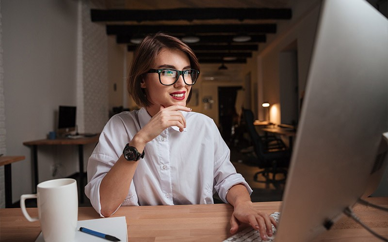 Keep up with the pace of business Woman working on a PC