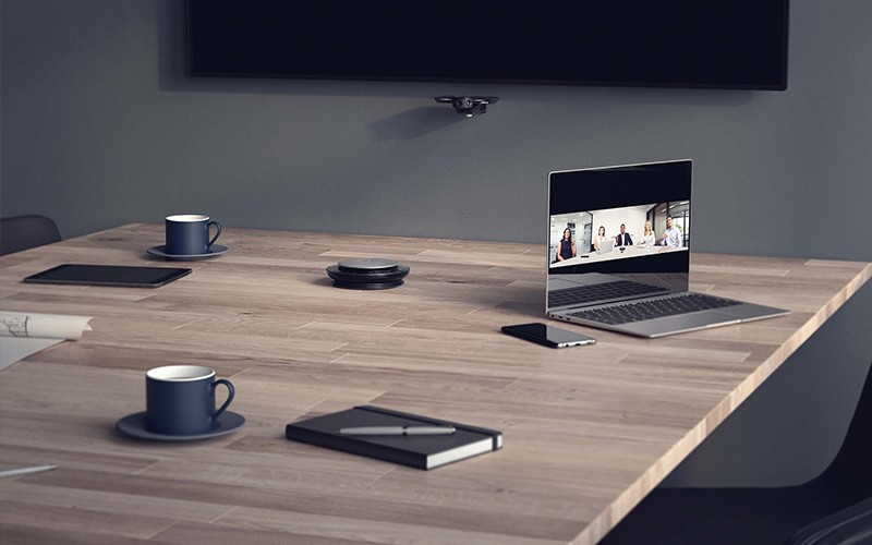 close up of a Jabra Speak in a meeting room