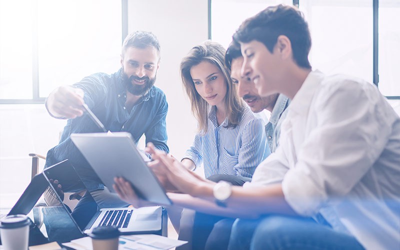 Group of colleagues working on a project