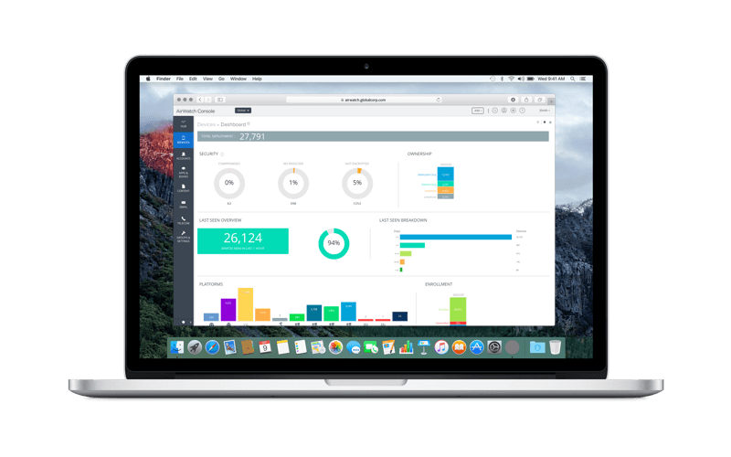 AirWatch Console displayed on laptop screen